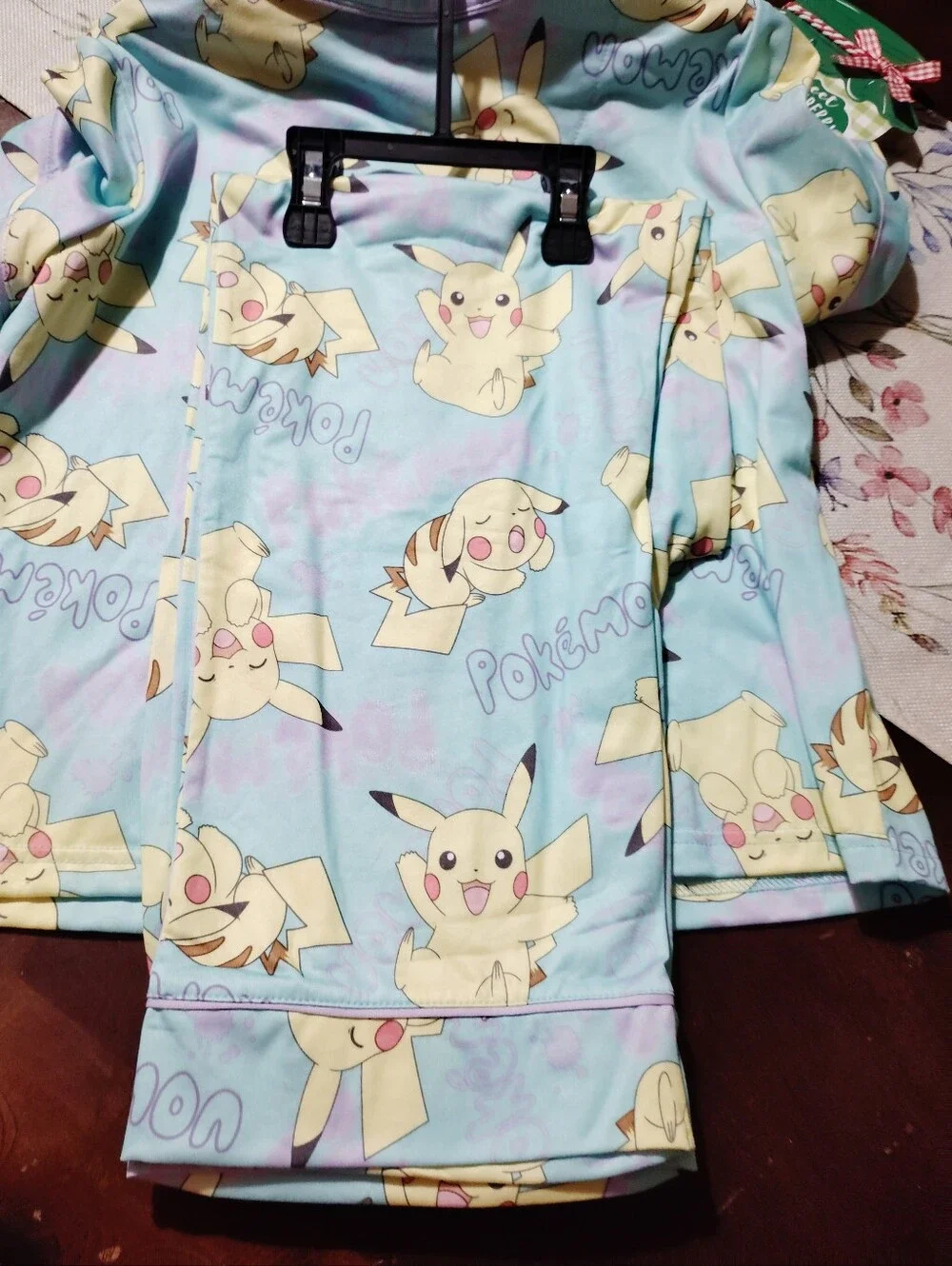 Pokemon Girls Button Front Top and Pants Pajama Set,